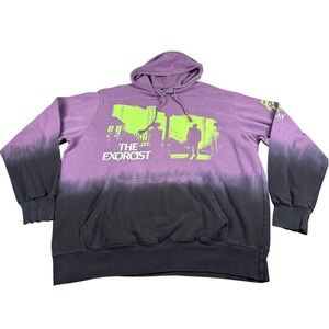 The Exorcist Retro Horror Movie Hoodie Purple Green Fade Pullover Unisex Large